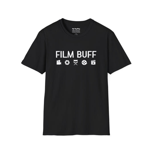 Film Buff Unisex Softstyle T-Shirt | Movie Lover Gift, Movie Night Apparel, Cinematic Fashion, Casual Tee, Gift for Film Enthusiasts