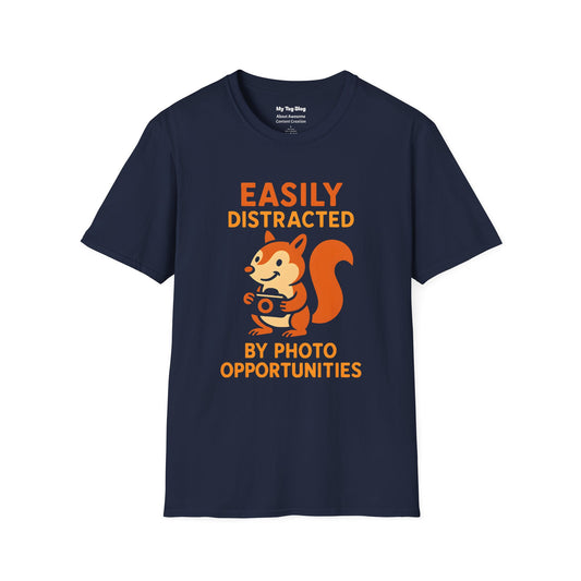 Easily Distracted Photo Opps T-Shirt, Cute Animal Tee, Fun Photography Gift, Unisex Graphic Shirt, Nature Lover Apparel