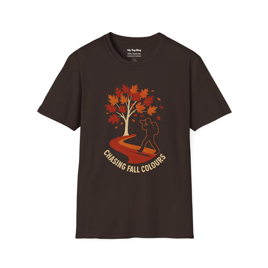 Autumn Photography T-Shirt, 'Chasing Fall Colours', Casual Wear for Fall, Perfect Gift for Photographers
