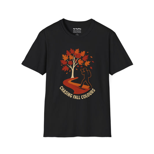 Autumn Photography T-Shirt, 'Chasing Fall Colours', Casual Wear for Fall, Perfect Gift for Photographers